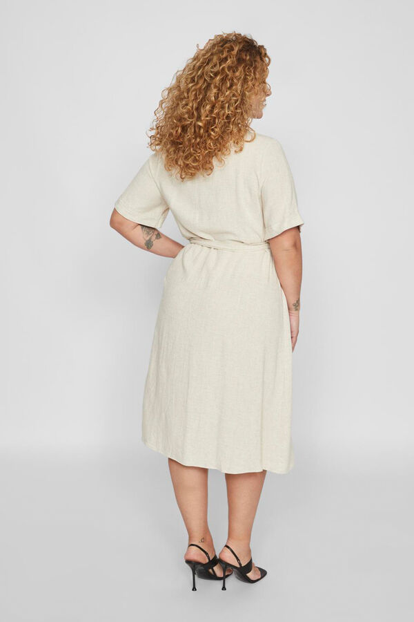 Evoked by Vila Vestido midi de lino curve Marr&oacute;n