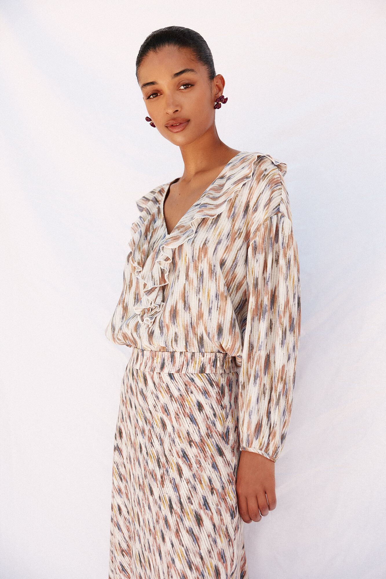 Cortefiel Blusa estampada com folhos