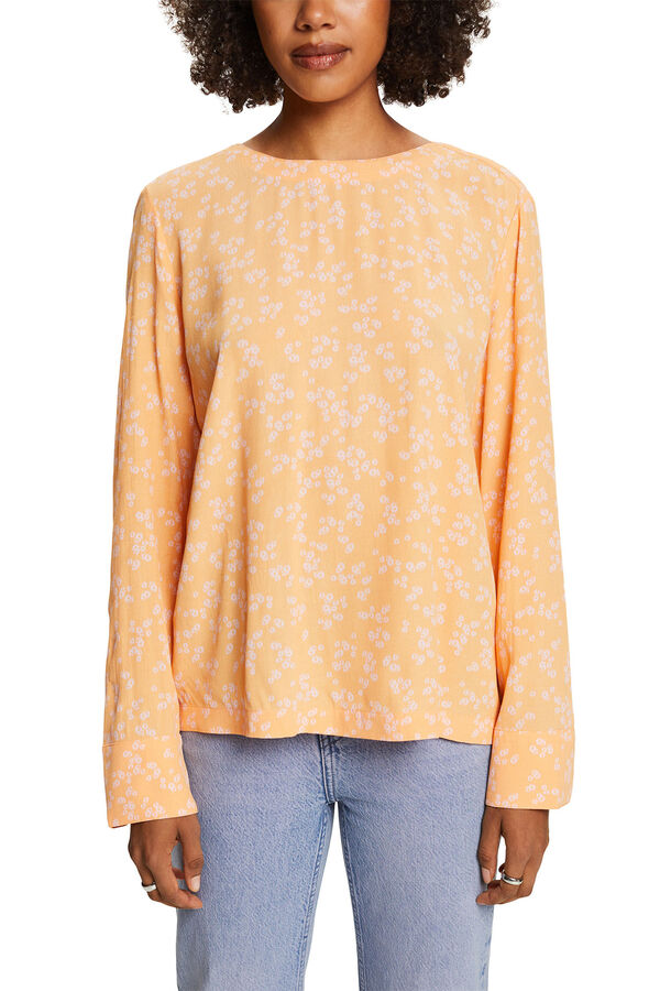 Esprit Blusa de mulher viscose estampada Laranja