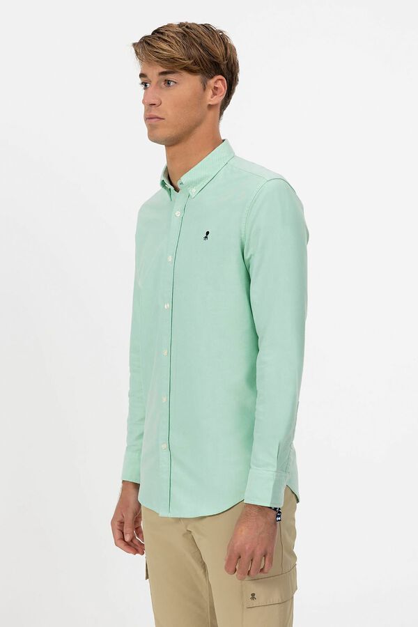 elPulpo Camisa Oxford com gola de bot&atilde;o Verde
