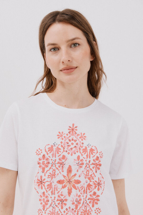Cortefiel Camiseta com estampado posicional Branco