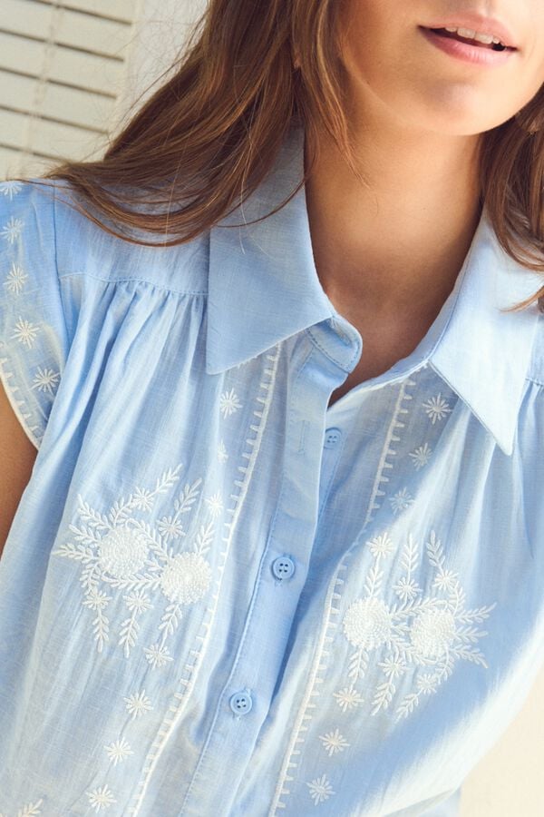 Pol&iacute;n Et Moi Blusa bordada Sandy Azul