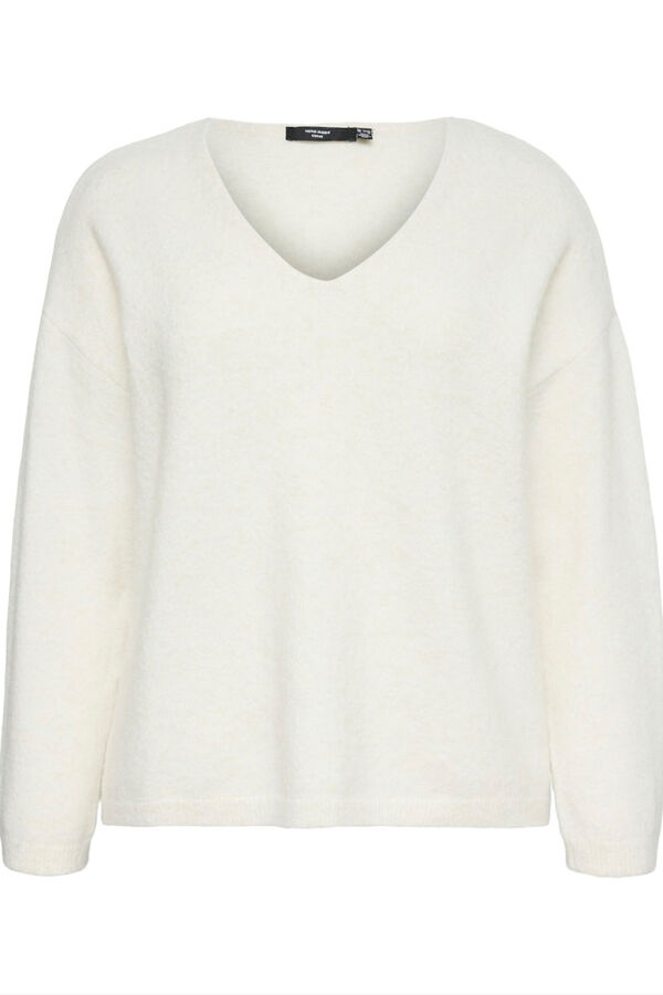 Vero Moda Curve Jersey de manga larga y cuello pico talla grande Gris