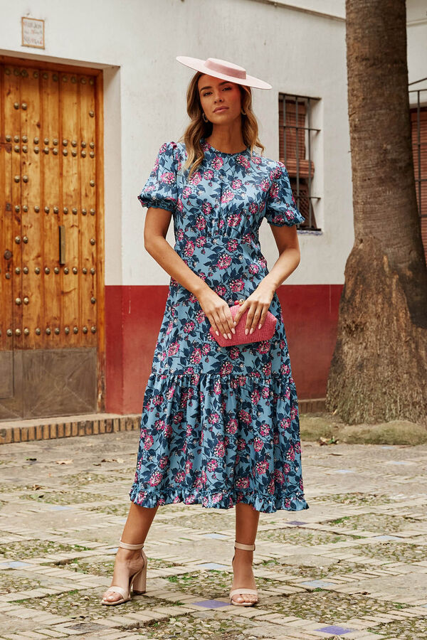 Pol&iacute;n Et Moi Vestido con volantes en celeste Azul