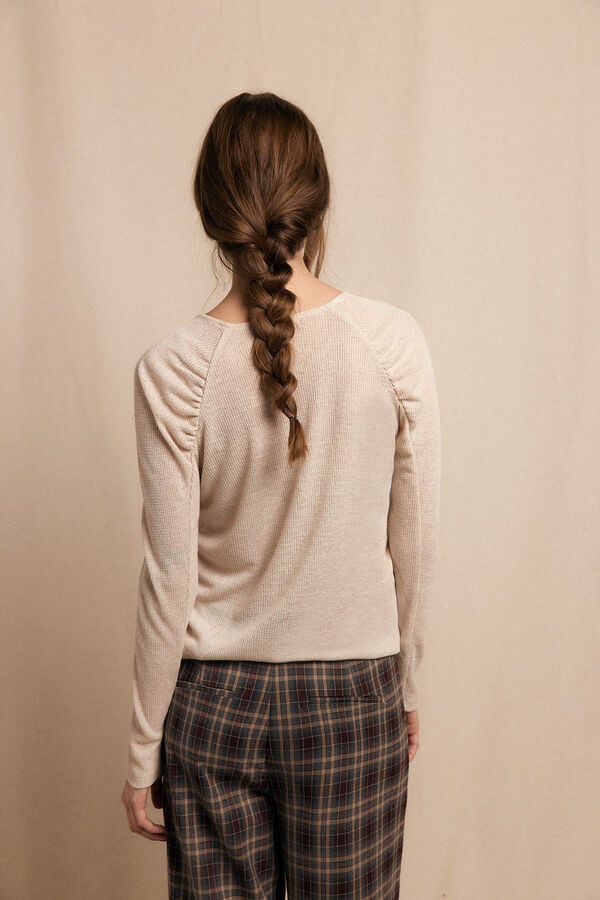 Slowlove Top com manga franzidas Ecru