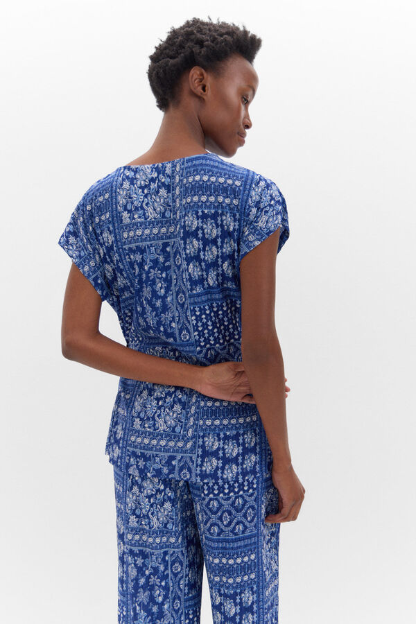 Cortefiel Top plissado com n&oacute; lateral Azul