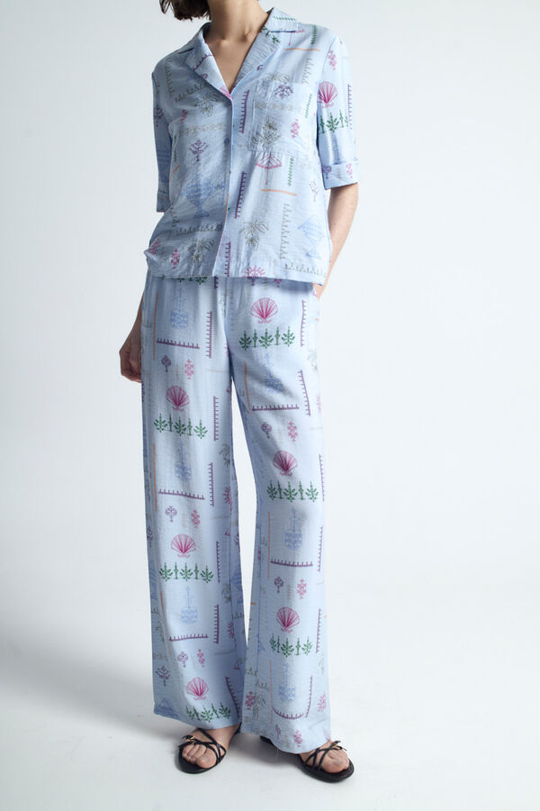 Object Calças fluidas com estampado Azul