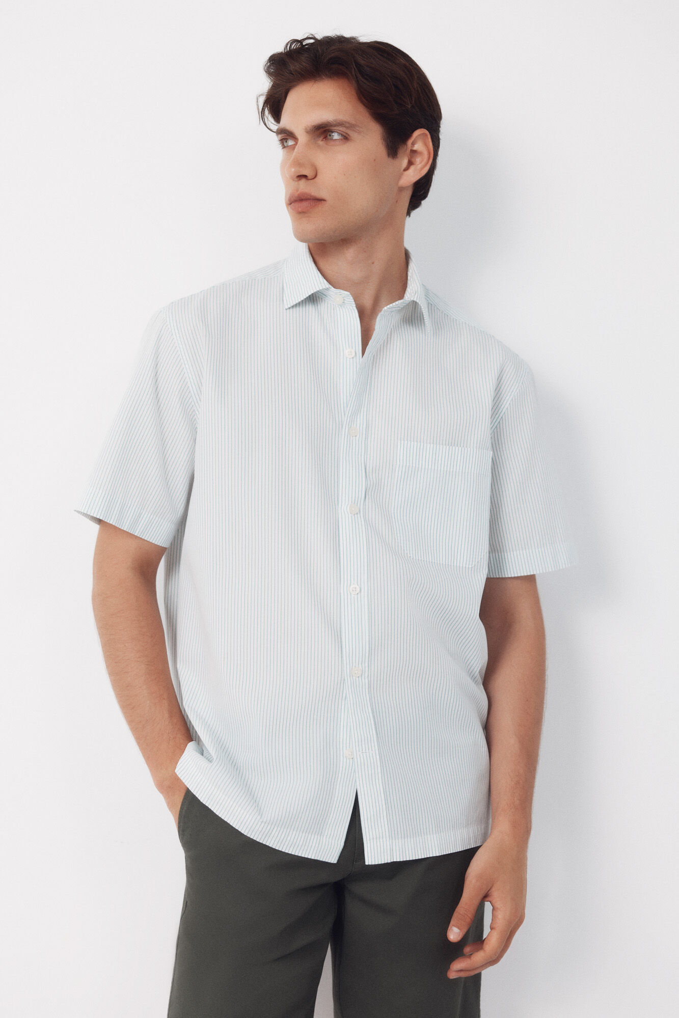 Cortefiel Camisa de riscas de manga curta