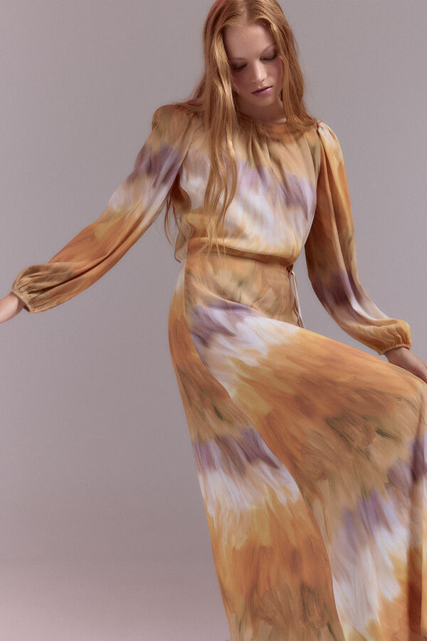 Slowlove Vestido recto con abertura Multicolor