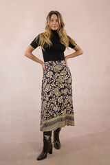 Molly Bracken Falda larga satinada con estampado Multicolor