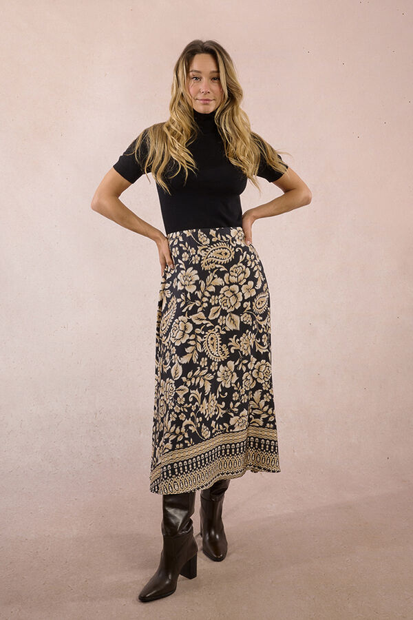 Molly Bracken Falda larga satinada con estampado Multicolor