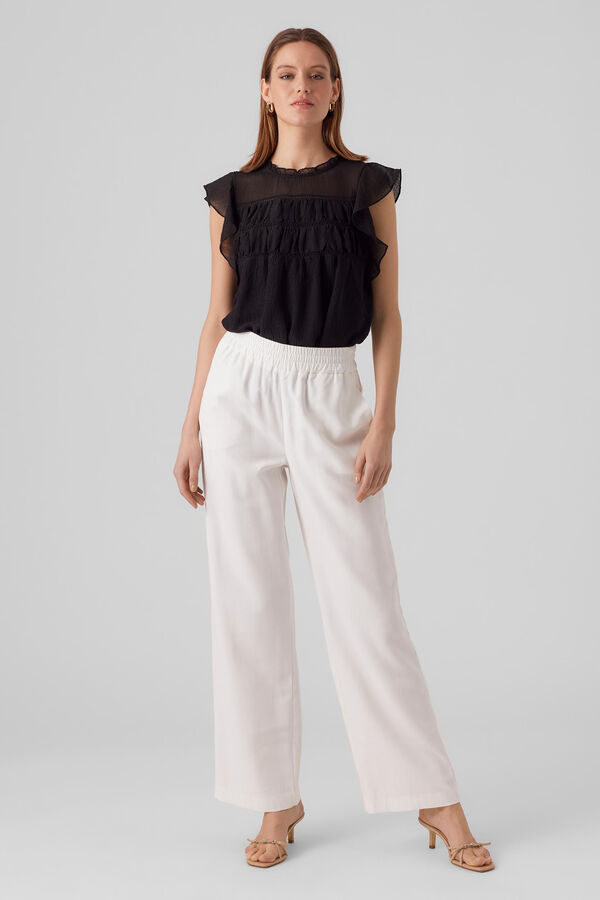 Vero Moda Pantal&oacute;n culotte fluido Blanco