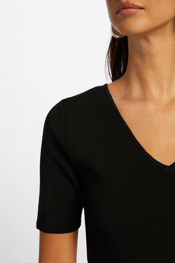 Morgan Vestido malha curto evasé Preto