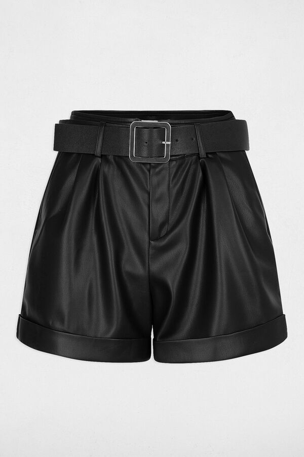 Morgan Short ajustado cuero sint&eacute;tico Negro