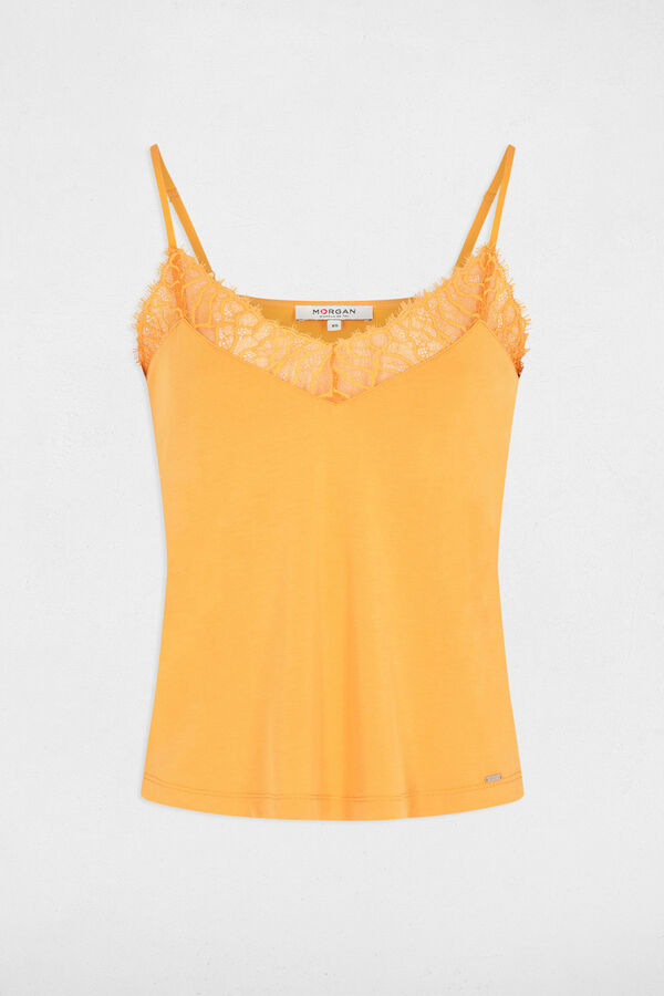 Morgan Top tirantes finos con encaje Naranja