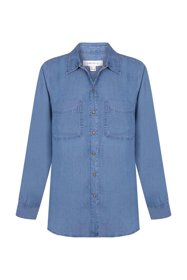 Cortefiel Camisa Vaquera Tencel Azul