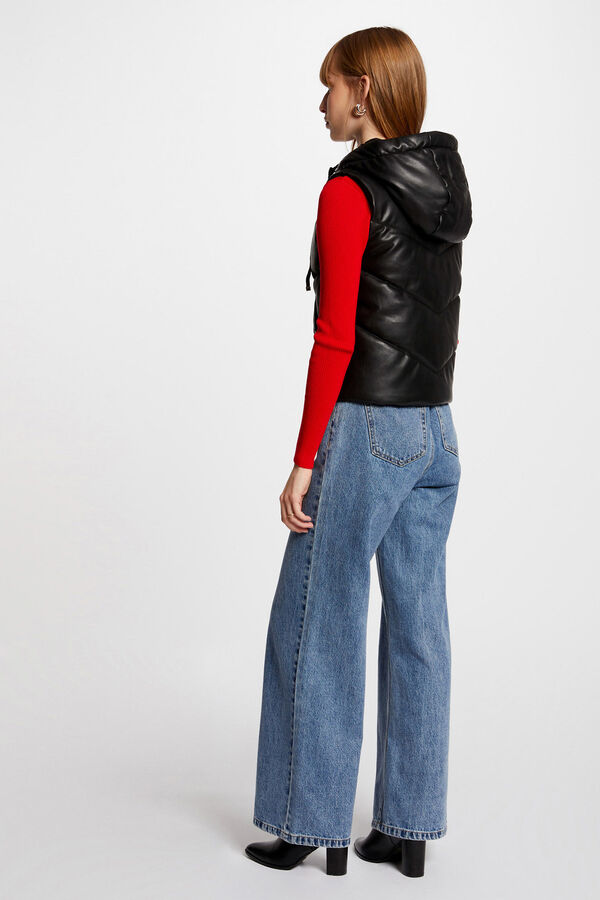 Morgan Plum&oacute;n recto cuero sint&eacute;tico con capucha Negro