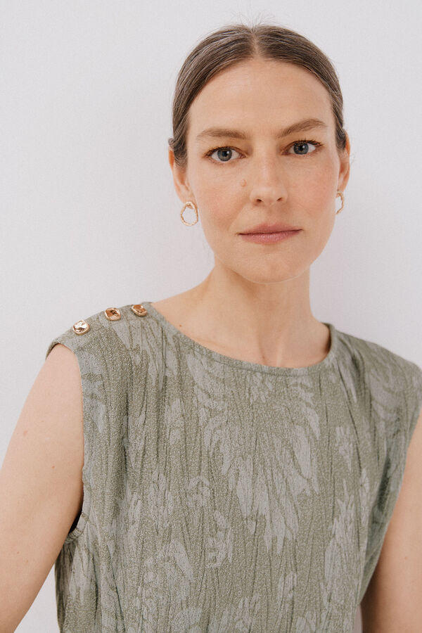 Cortefiel Top jacquard hebilla Kaki