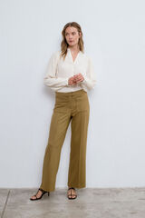 Vila Pantalón vestir bolsillos delanteros Marrón