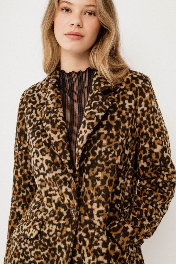 Vila Sobretudo de leopardo Castanho