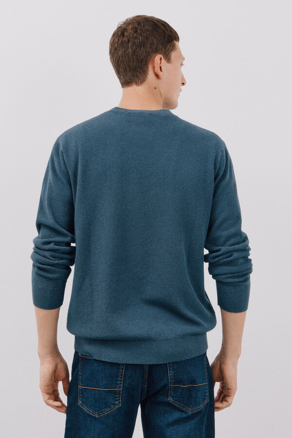 Cortefiel Jersey algodón ligero cuello redondo Azul