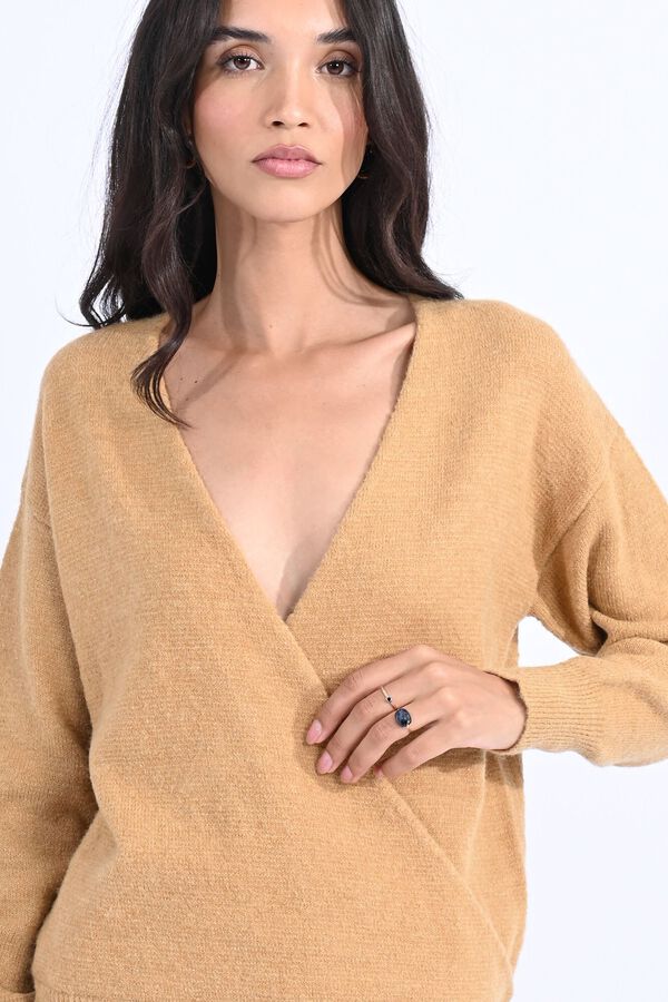 Molly Bracken Camisola de manga comprida cruzada Tostado