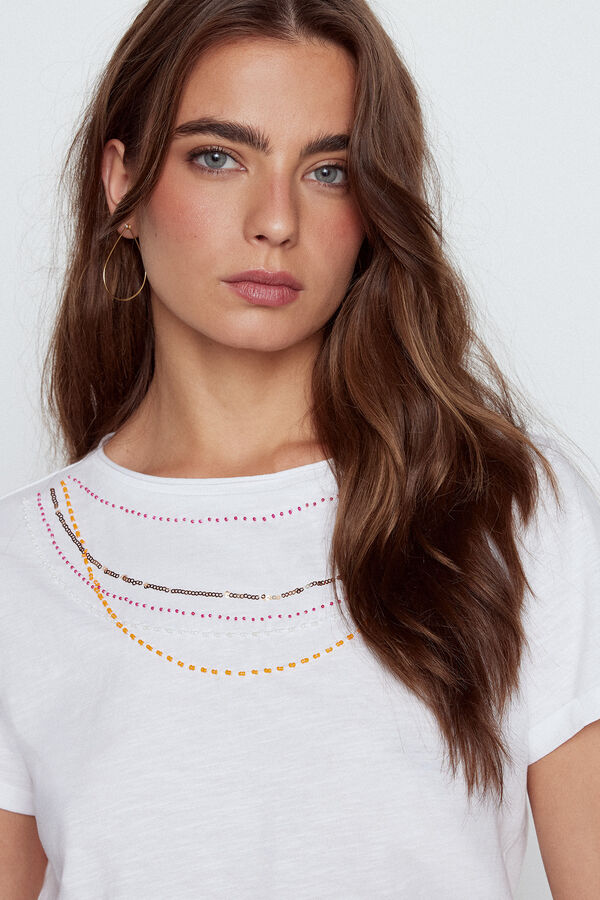 Slowlove Camisola algod&atilde;o manga curta  Branco