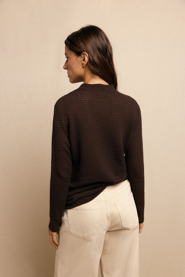 Slowlove Top b&aacute;sico estructura Marr&oacute;n oscuro