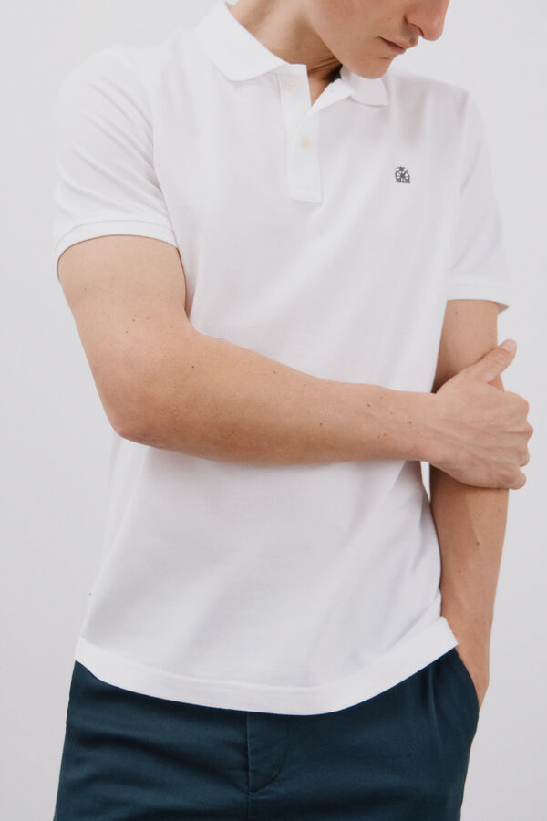 Cortefiel Polo b&aacute;sico piqu&eacute; slim Blanco