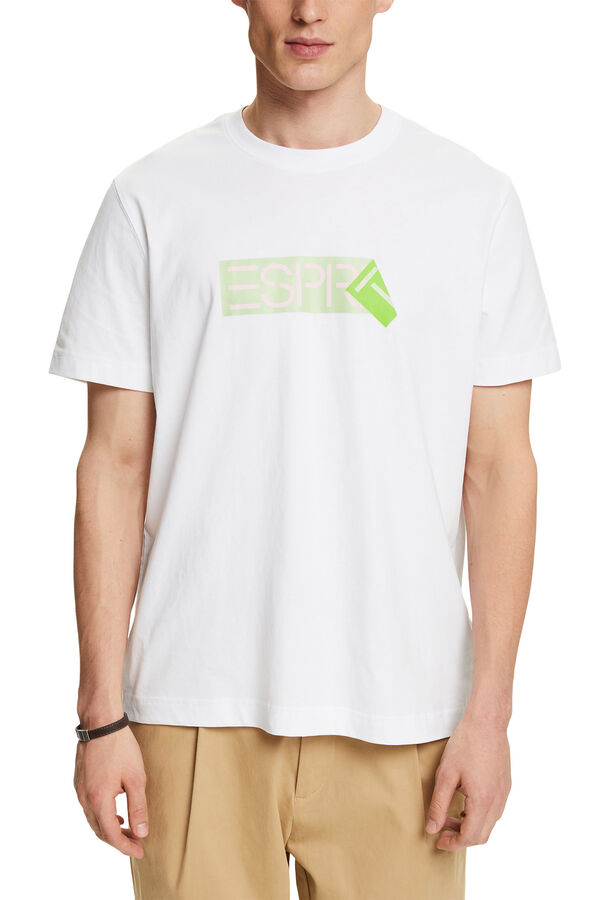 Esprit T-shirt b&aacute;sica algod&atilde;o com logo Branco