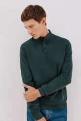 Cortefiel Camisola algod&atilde;o caxemira gola alta Verde