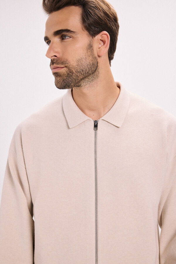 Jack & Jones Cardigan de punto cremallera Beige