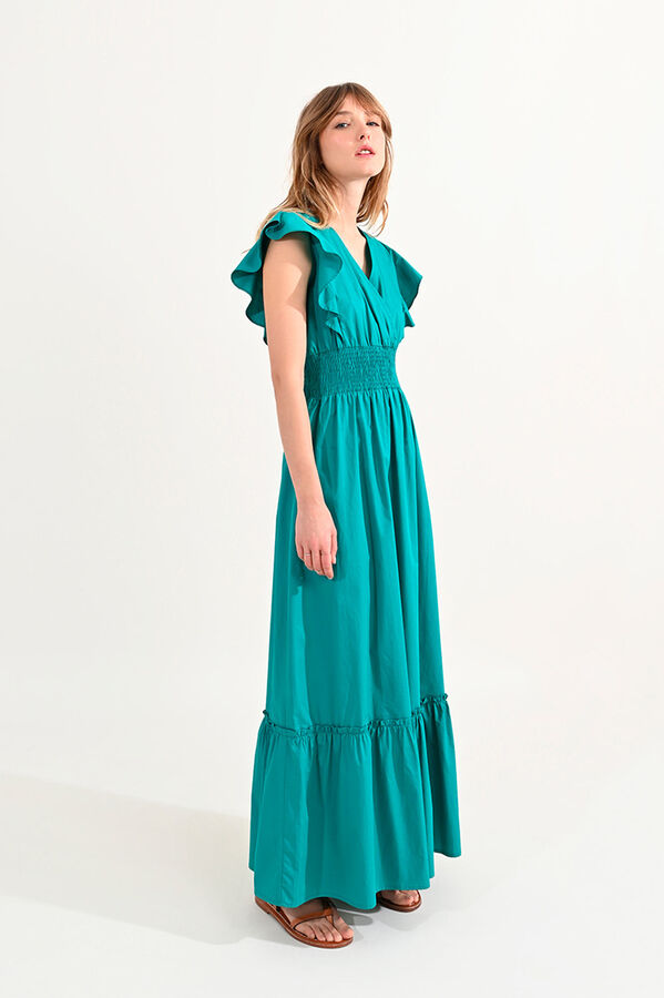 Molly Bracken Vestido de manga corta de mariposa con volantes Verde