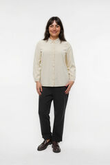 Vero Moda Curve Camisa de algod&oacute;n de manga larga talla grande Beige