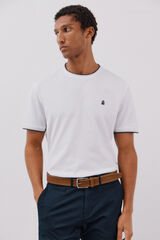 Cortefiel Camiseta com pontas de piqu&eacute; Branco