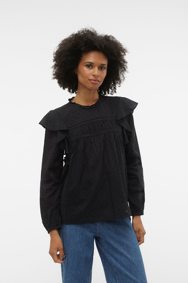 Vero Moda Top plumeti volantes Negro