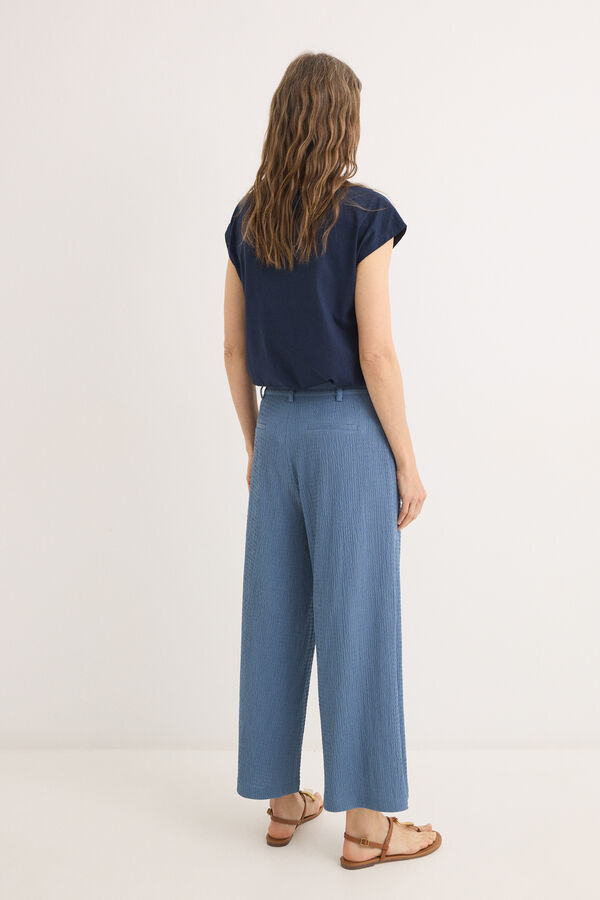 Cortefiel Pantal&oacute;n de punto ancho Azul oscuro