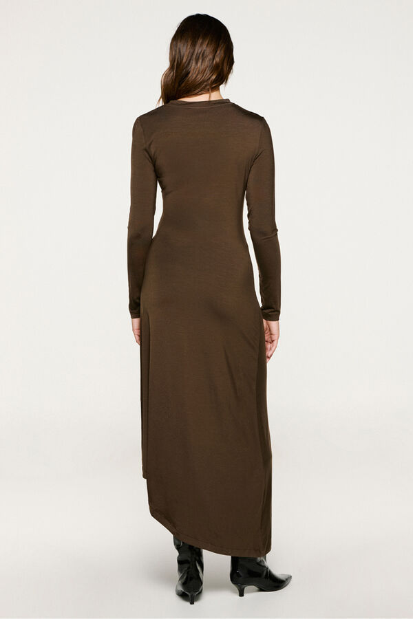 Selected Vestido slim fit assim&eacute;trico Castanho