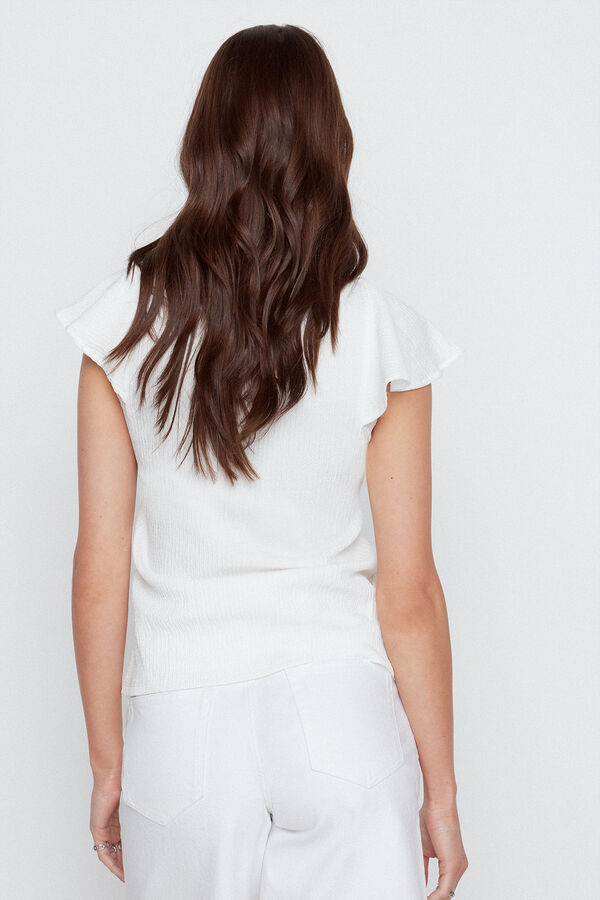 Slowlove T-shirt folhos Ecru