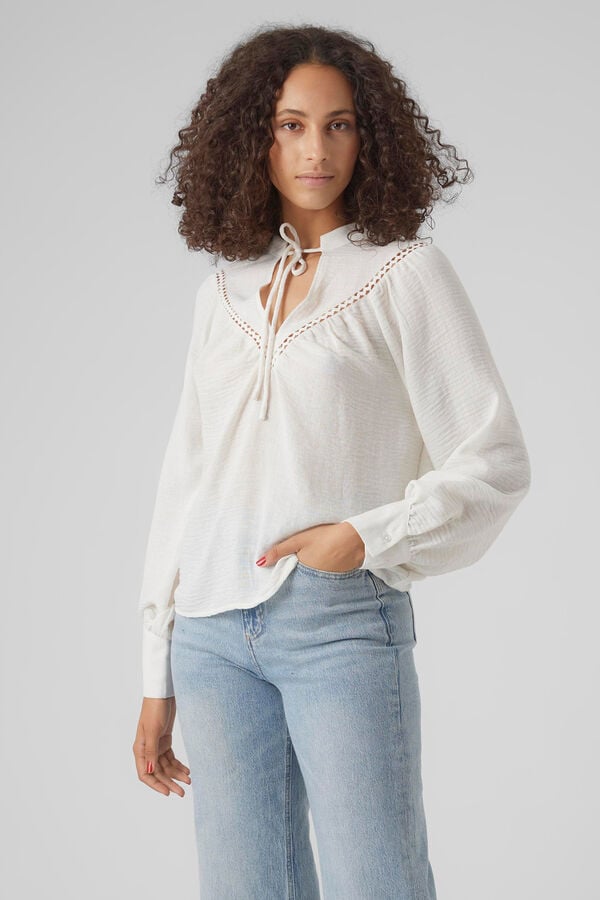 Vero Moda Camisa de manga comprida e decote em bico Branco