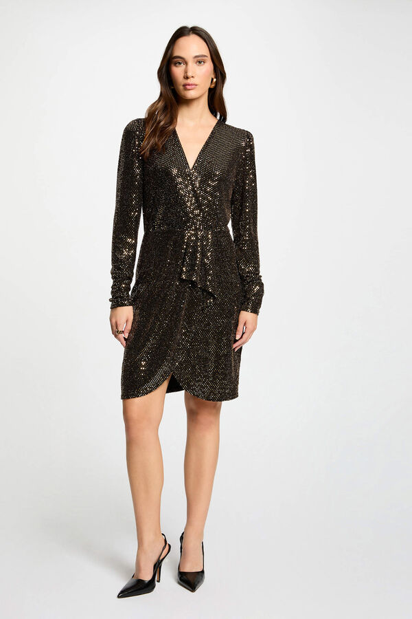 Morgan Vestido cruzado lentejuelas Dorado
