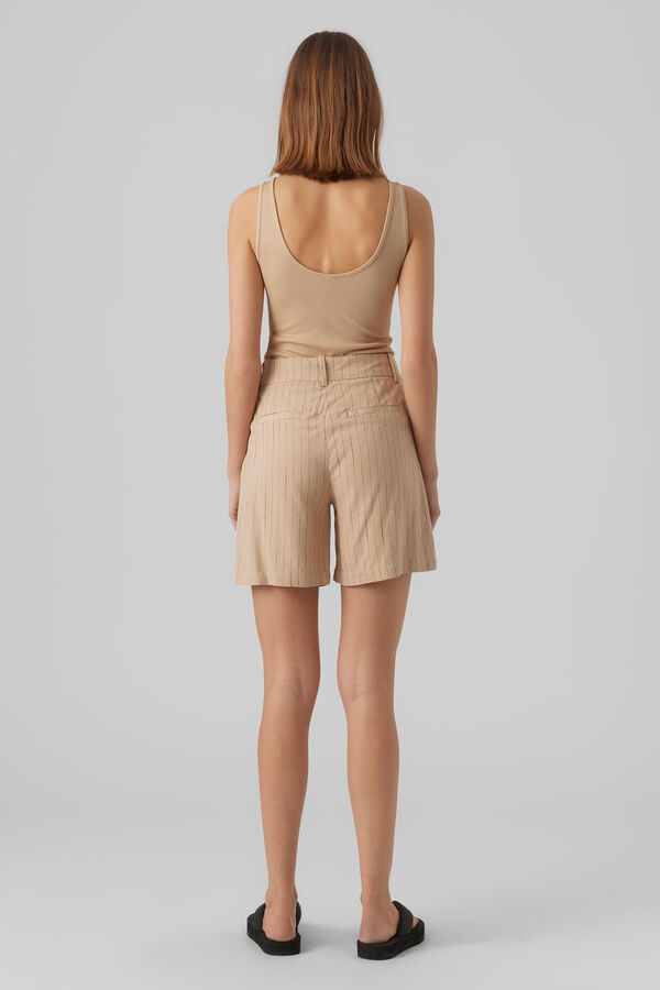 Vero Moda Bermudas de linho Castanho