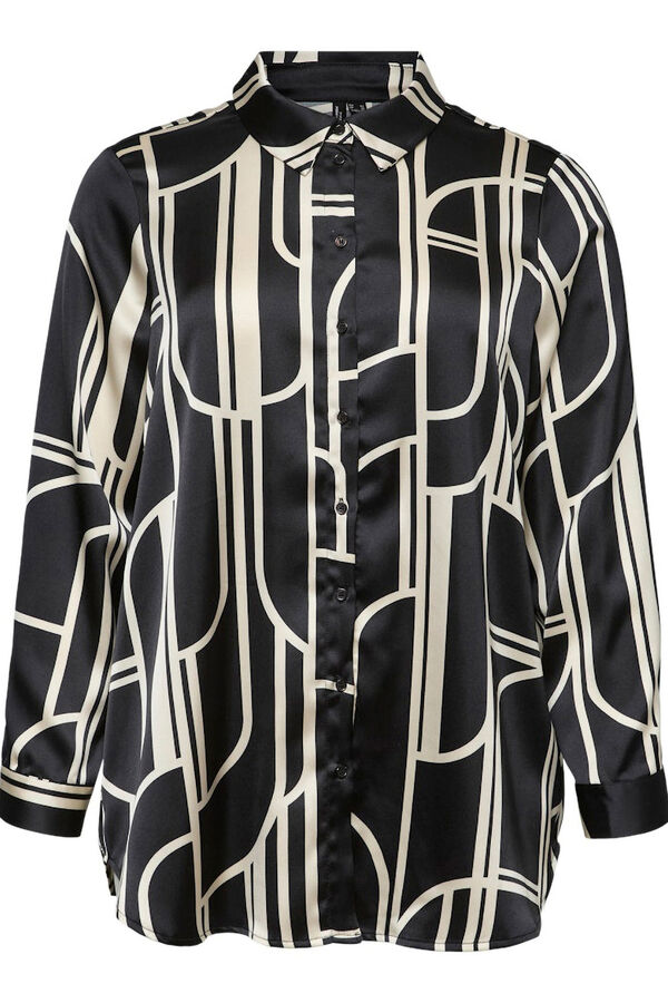 Vero Moda Curve Camisa satinada de manga larga talla grande Negro