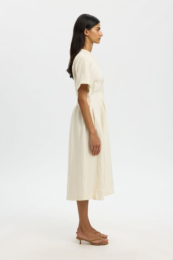 Selected Vestido midi rayas Blanco