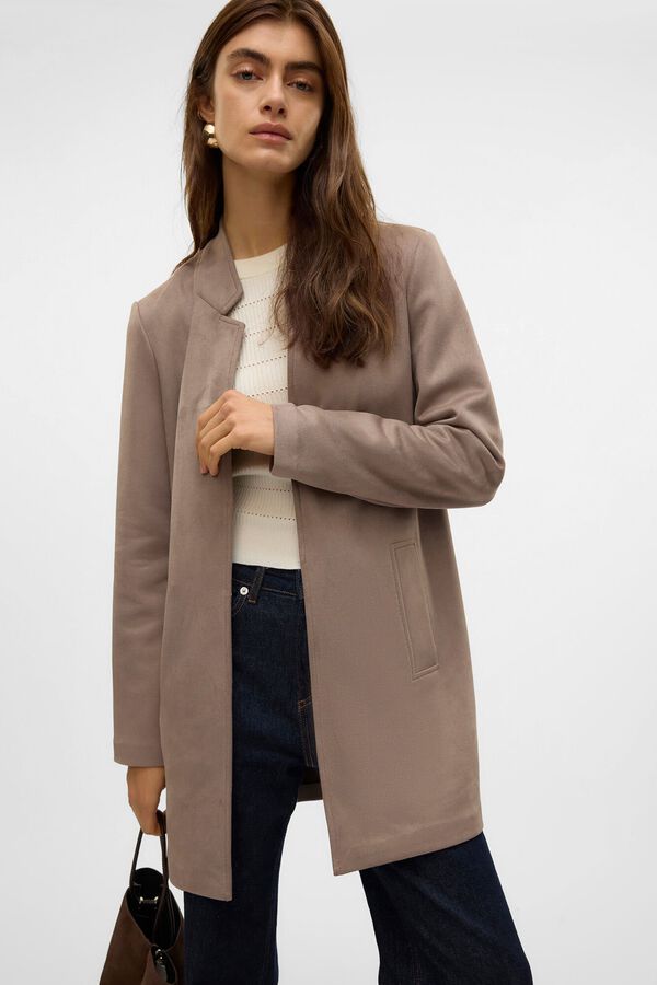 Vero Moda Abrigo fino efecto ante Gris