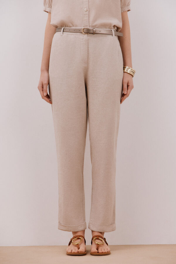 Cortefiel Cal&ccedil;as de linho Castanho