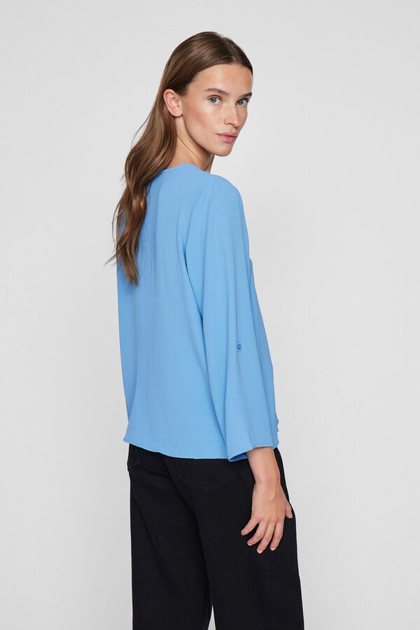 Vila Blusa manga m&eacute;dia Azul