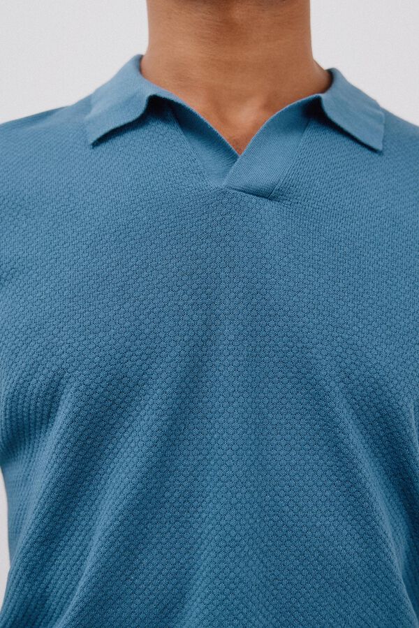 Cortefiel Jersey polo manga corta algod&oacute;n estructura Azul