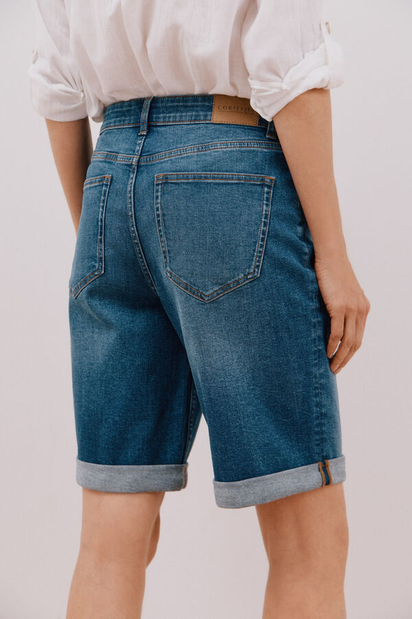 Cortefiel Bermuda vaquera b&aacute;sica Azul