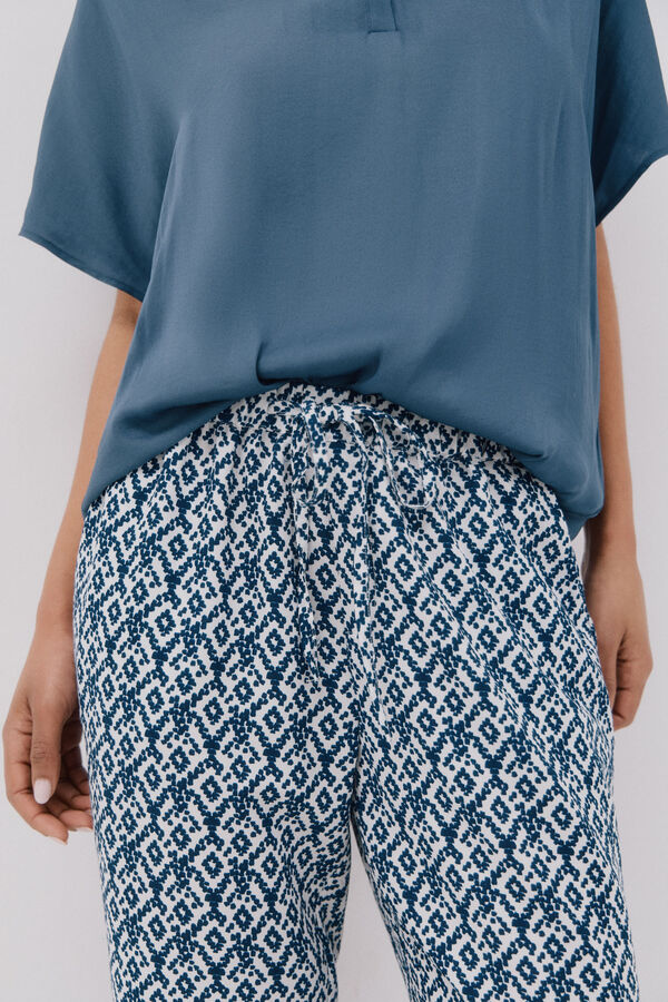 Cortefiel Pantal&oacute;n estampado fluido Estampado azul